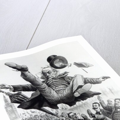 Gladstone being kicked out of parliament, c.1894 by Tom Merry