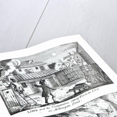 Edward Lowe and his companions setting fire to the inn on Aldersgate Street and plundering the houses, May 16th 1790 by English School