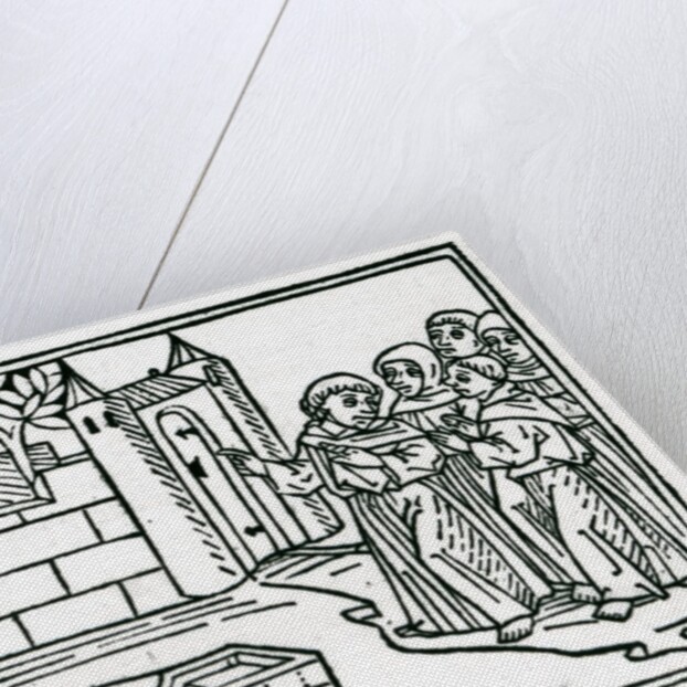 The monks depart Ireland in search of the island of Paradise by German School