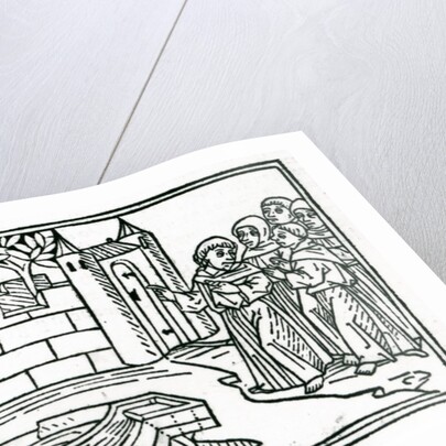 The monks depart Ireland in search of the island of Paradise by German School