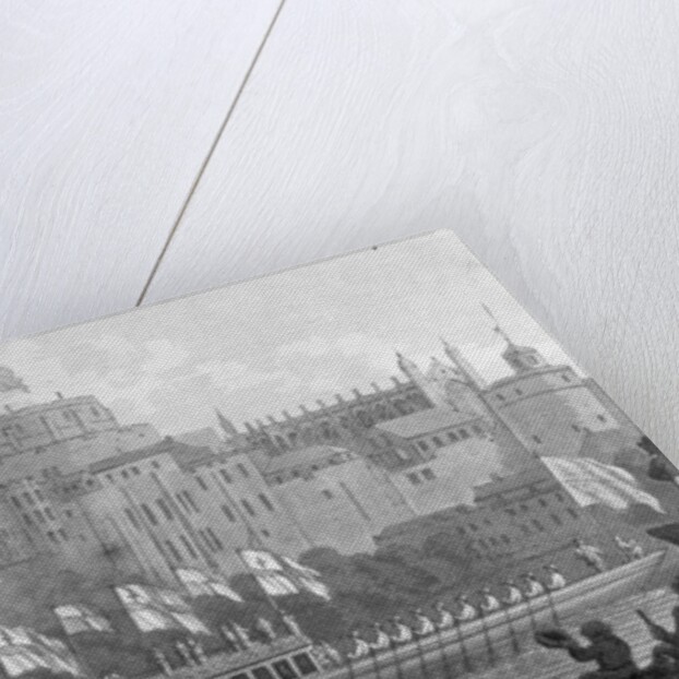 City of London State Barge moving up the River Thames, in front of Windsor Castle, on it's way to Oxford by (after) English School