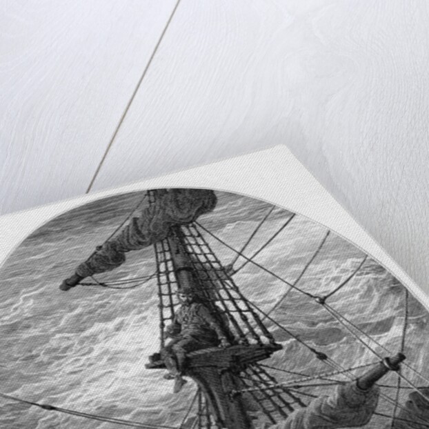 The Mariner up the mast during a storm by Gustave Dore