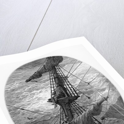 The Mariner up the mast during a storm by Gustave Dore