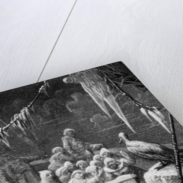 The albatross being fed by the sailors on the the ship marooned in the frozen seas of Antartica by Gustave Dore