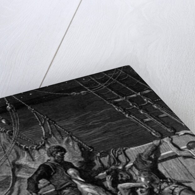 The sailors curse the Mariner, forced to wear the dead albatross around his neck by Gustave Dore