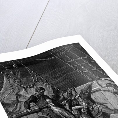 The sailors curse the Mariner, forced to wear the dead albatross around his neck by Gustave Dore