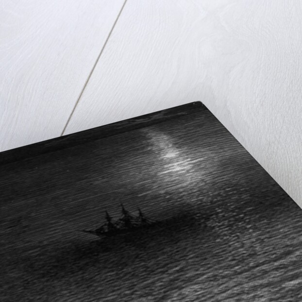 The marooned ship in a moonlit sea by Gustave Dore