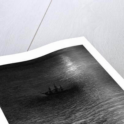 The marooned ship in a moonlit sea by Gustave Dore