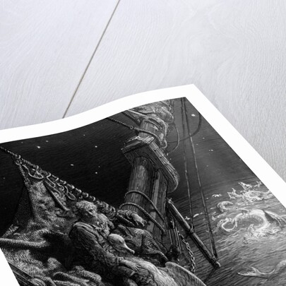 The Mariner gazes on the serpents in the ocean by Gustave Dore