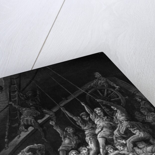 The dead sailors rise up and start to work the ropes of the ship so that it begins to move by Gustave Dore