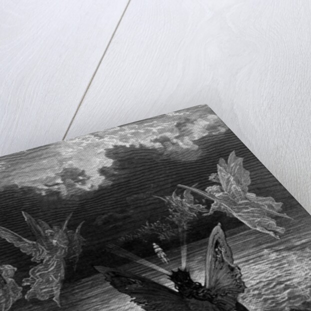 The ship continues to sail miraculously, moved by a troupe of angelic spirits by Gustave Dore