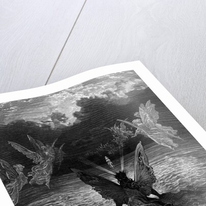 The ship continues to sail miraculously, moved by a troupe of angelic spirits by Gustave Dore