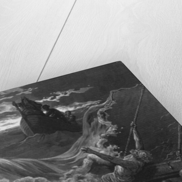 The mariner, as his ship is sinking, sees the boat with the Hermit and Pilot by Gustave Dore