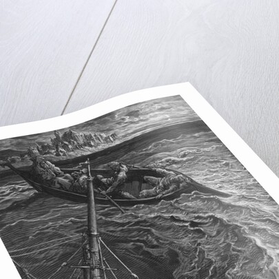 The ship sinks but the Mariner is rescued by the Pilot and Hermit by Gustave Dore
