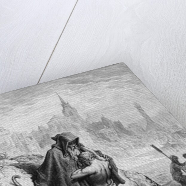 The Mariner begs the Hermit to give him absolution from his sin by Gustave Dore