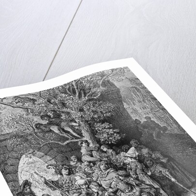 Crowd of onlookers and spectators at the wedding by Gustave Dore