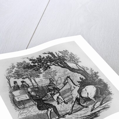 Mr. Winkle and Mr. Pickwick trying to control their horse by Robert Seymour