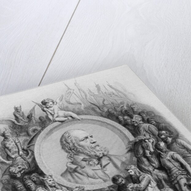 Frontispiece to 'Idylls of the King' with a portrait of Alfred, Lord Tennyson by Gustave Dore