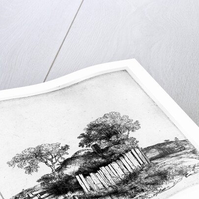 Cottage with a white paling, 1648 by Rembrandt Harmensz. van Rijn