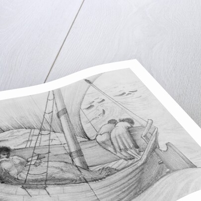 Mama, Gertie and Georgie travelling on a boat to France by Edward Coley Burne-Jones