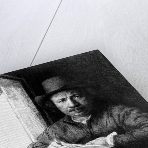 Self portrait while drawing, 1648 by Rembrandt Harmensz. van Rijn