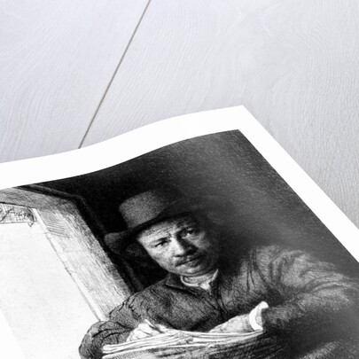 Self portrait while drawing, 1648 by Rembrandt Harmensz. van Rijn