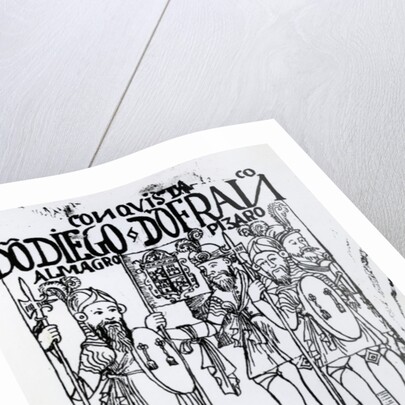 Conquistadors Diego de Amagro and Francisco Pizarro reconciled at Castille by Felipe Huaman Poma de Ayala
