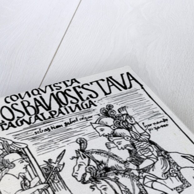 Sebastian de Benalcazar and Hernando Pizarro confront Atahualpa Inca at the Royal Baths in Cajamarca by Felipe Huaman Poma de Ayala