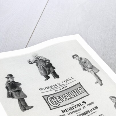 Poster advertising Albert Chevalier's Recital at the Queen's Hall by English School