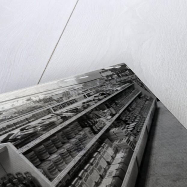 Paint and brushes aisle, Woolworths store, 1956 by English Photographer