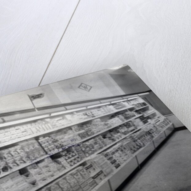 Cake and pudding mixture aisle, Woolworths store, 1956 by English Photographer