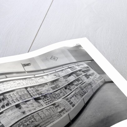 Cake and pudding mixture aisle, Woolworths store, 1956 by English Photographer