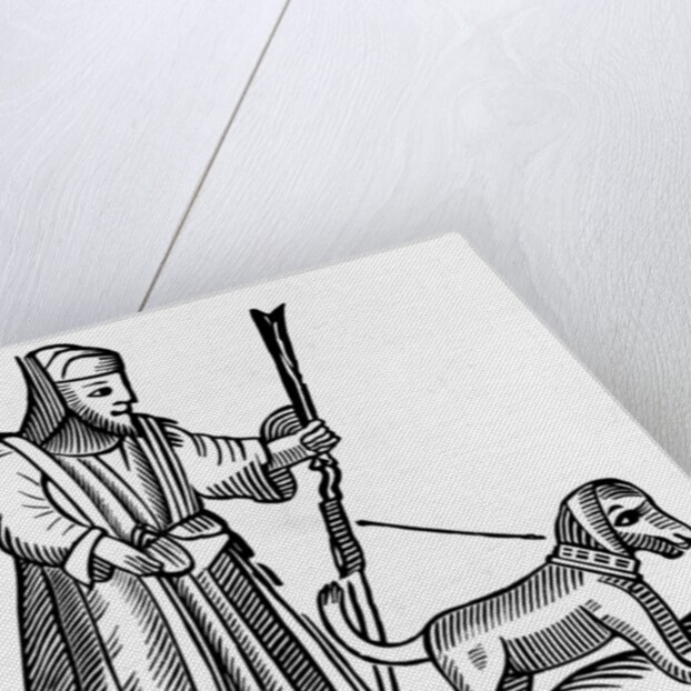 Pilgrim with a dog by English School