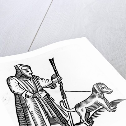 Pilgrim with a dog by English School