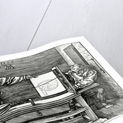 An artist drawing a lute with the aid of a perspective apparatus by Albrecht Dürer or Duerer