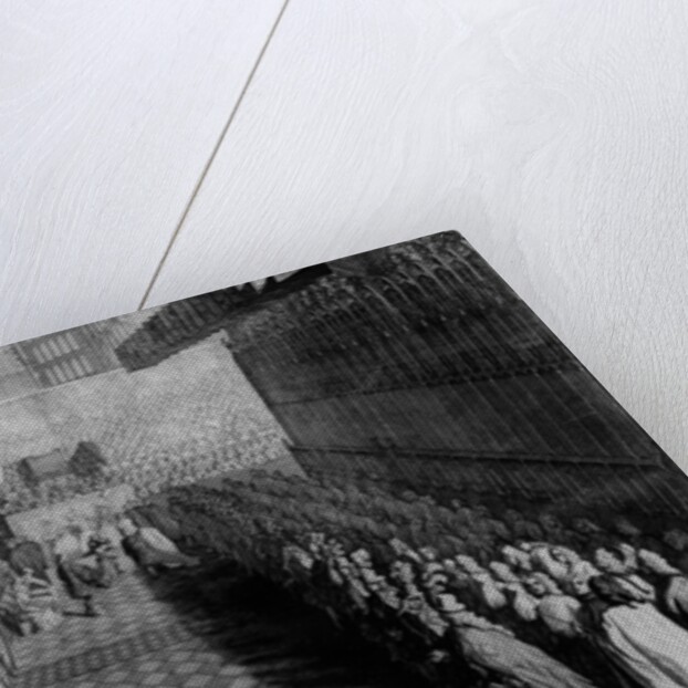 Prince William offering his sword to the Dean, at the Altar, the Knights Standing under their Banners, published in 1730 by Joseph Highmore