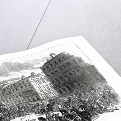 The Grand Procession of the Wellington Statue turning down Park Lane by Ebenezer Landells