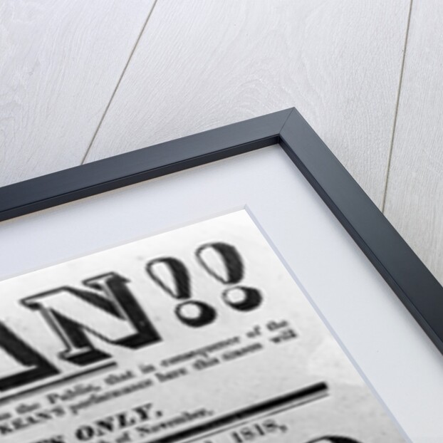 Theatre Bill advertising perfomances of Mr. Kean, 1818 by English School