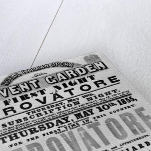 Playbill for the Royal Italian Opera at Covent Garden, 1855 by English School