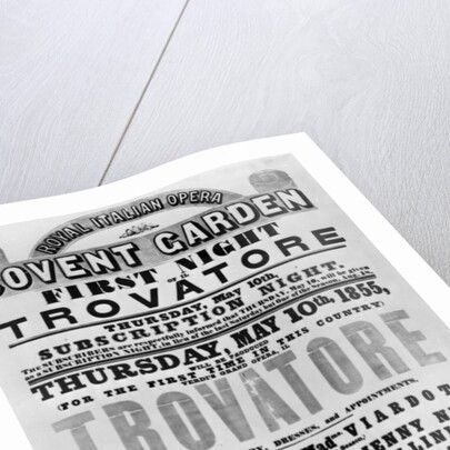 Playbill for the Royal Italian Opera at Covent Garden, 1855 by English School