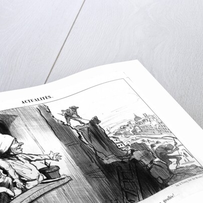 At last my little flower pot will have some sun...I will learn at last if it is a rose bush or a wallflower!... by Honore Daumier