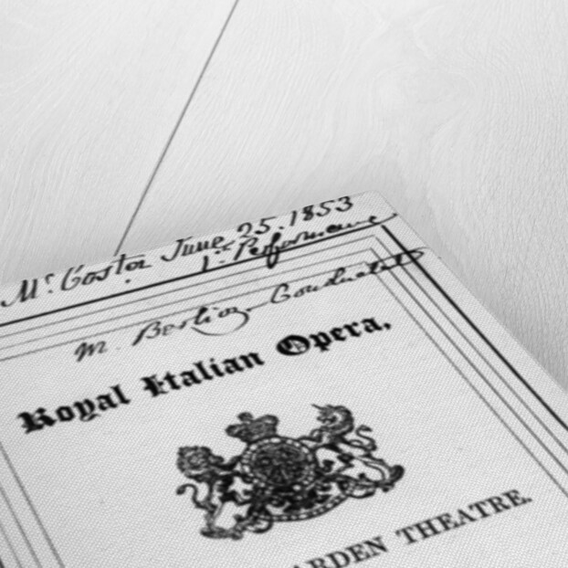 Programme for the opera 'Benvenuto Cellini' by Berlioz, performed in 1853 by English School