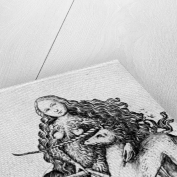 A Wild Woman and a Unicorn c. 1460 by Master E. S.