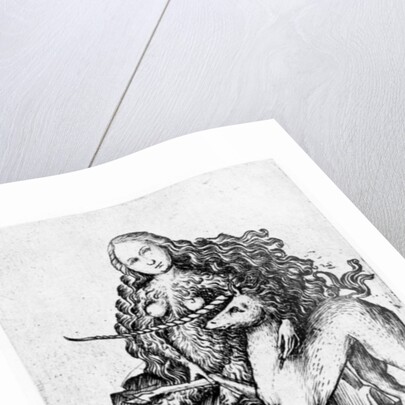 A Wild Woman and a Unicorn c. 1460 by Master E. S.