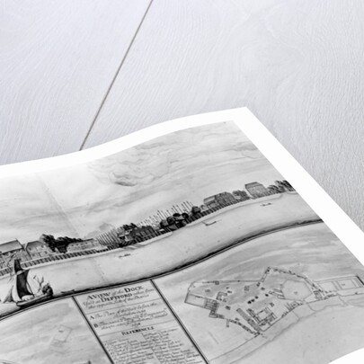 A View of the Dockyard at Deptford taken from the opposite Side of the Thames by English School