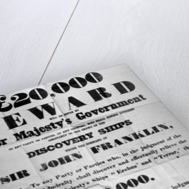 Poster offering a reward for the discovery of the lost Franklin Artic Expedition, 1850 by English School
