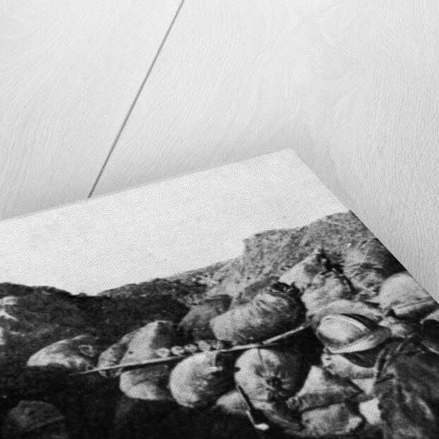 Enemies in the same trench during WWI, French and German soldiers seperated only by a wall of sandbags by French Photographer