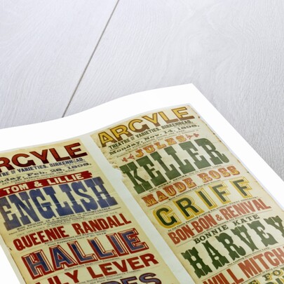 Posters for the Argyle Theatre of Varieties, Birkenhead, 1898 by English School