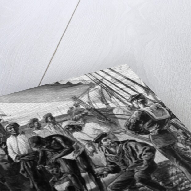 Mr Stanley and some of his African followers on board HMS Industry. by William Heysham Overend