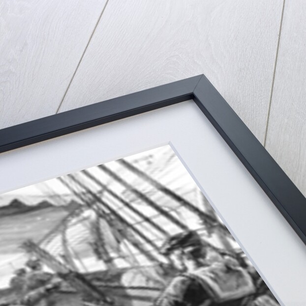 Mr Stanley and some of his African followers on board HMS Industry. by William Heysham Overend